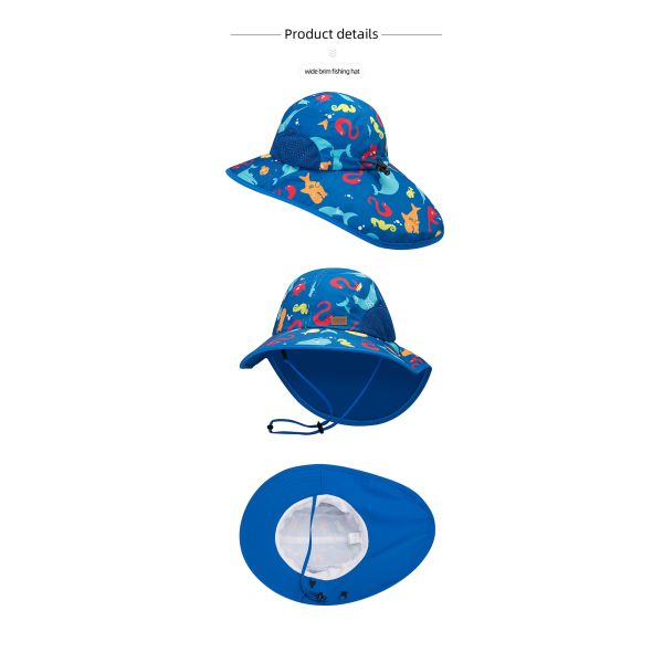 SGS Neck Flap Childrens Bucket Hats wide brim For Summer Beach