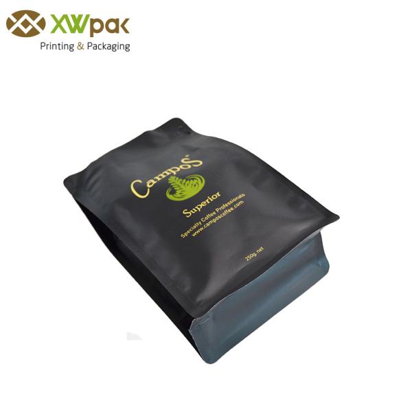 os sacos da embalagem do café da parte inferior 250g lisa com válvula levantam-se a prova do ar do ANIMAL DE ESTIMAÇÃO do malote