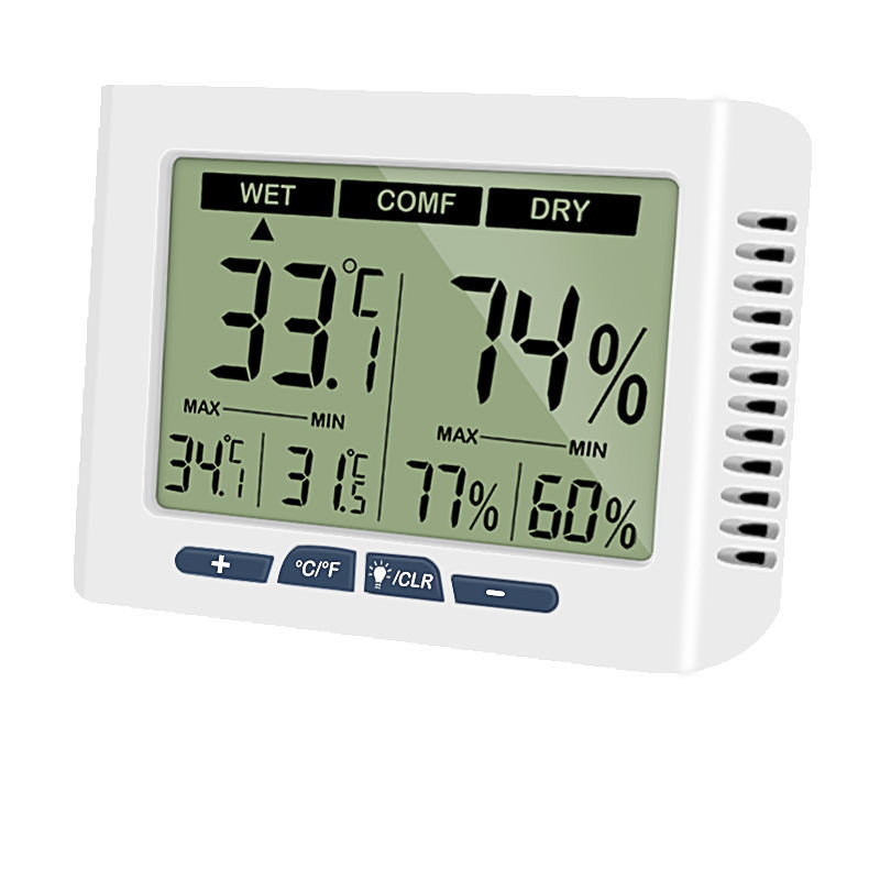 DTH-150 Digital Thermometer Hygrometer, Indoor Room Temperature Humidity Monitor, With Backlight Display And Calibration Function, ABS Material For Household Use