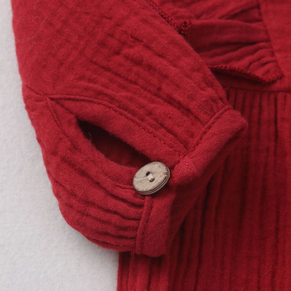 hot sale beige flutter sleeve muslin cute baby girls romper baby clothes