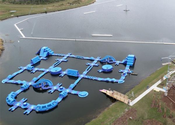 0.9mm Plato PVC Tarpaulin Giant Inflatable Water Parks , Wave Island Aqua Sport Park 65 Parts