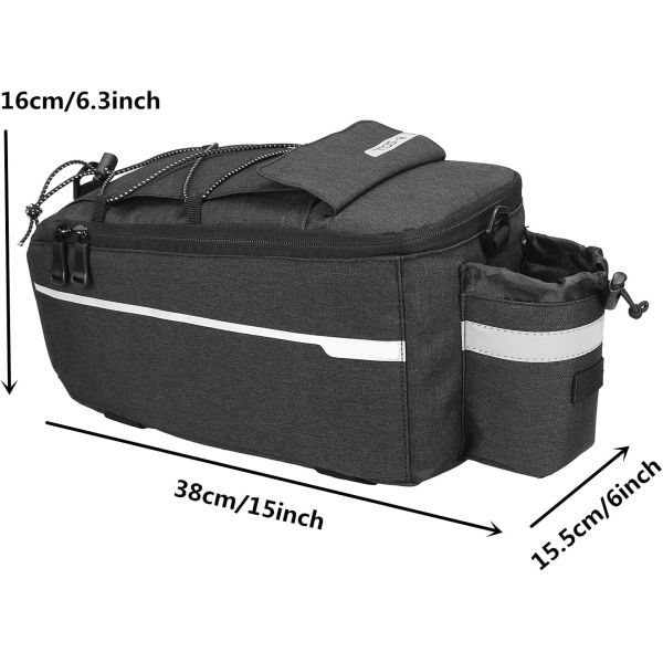 Bike Rear Rack Bag 10L Insulated Bike Trunk Cooler Reflective Bicycle Rear Seat Cargo Bag Water Resistant Bike