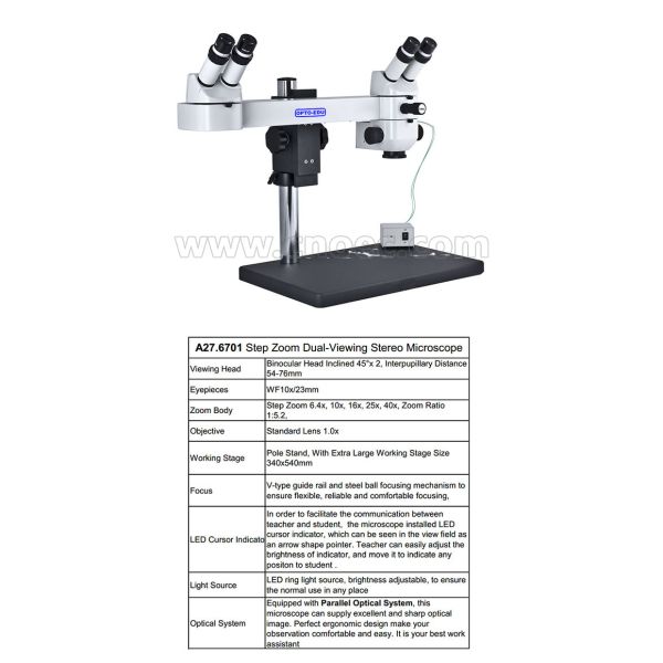 Dual Viewing Stereo Optical Microscope A27.6701 With Led Ring Light Source
