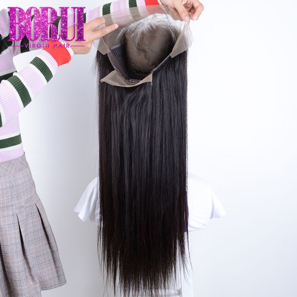 Brazilian Human Hair Lace Front Wigs Straight Silk Top Base 180% Full Density