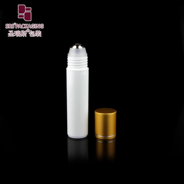 SRS packaging empty cosmetic white color round shape 30ml roller ball bottle