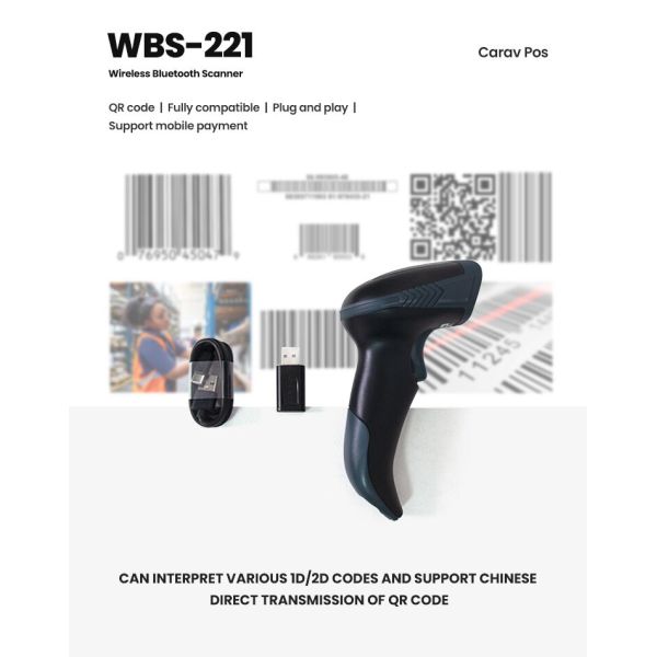 2.4G Wireless Pos Scanner 600x480 Resolution White Led Read 1/5 Million Error Rate