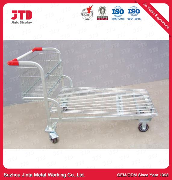 5 Inch PU Wheels Metal Shopping Trolleys 240L Heavy Duty Cargo Trolley