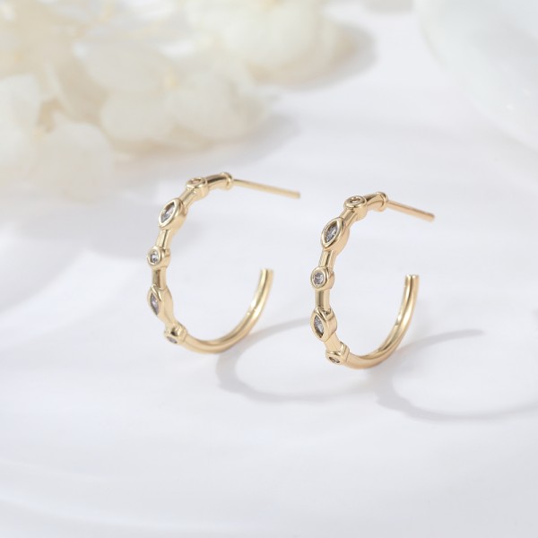 Hot Selling Fashion Gold Plated 925 Silver Needle Hypoallergenic Earrings Zircon Earrings Braided Teng Rattan Earrings for Women