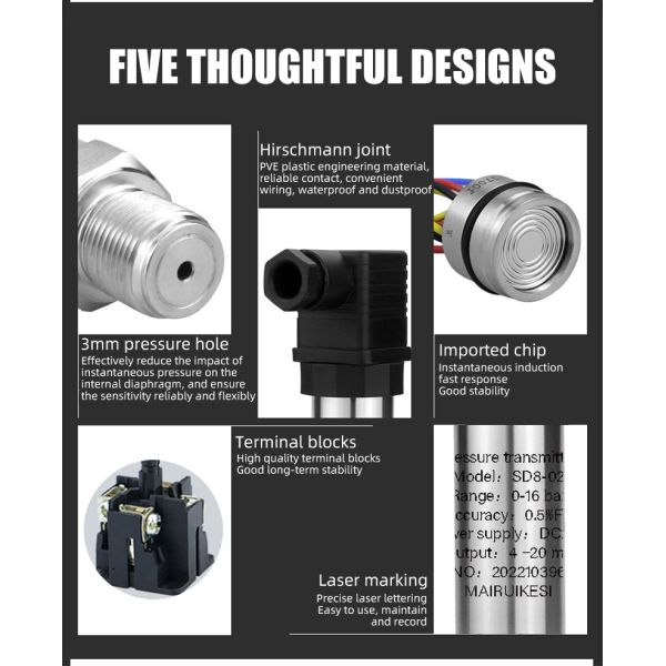 Stable Performance M20*1.5 Gas Pressure Transmitter 0.5% 0.25% Full 304ss Air Sensor