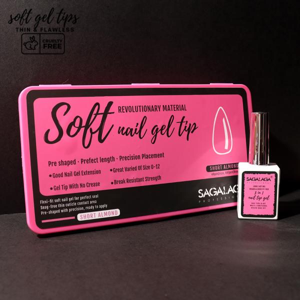 SAGALAGA XS Size Soft Gel Nail Tips in Pink Nail Box for Professional Salon Medium Short Almond Square Extensions