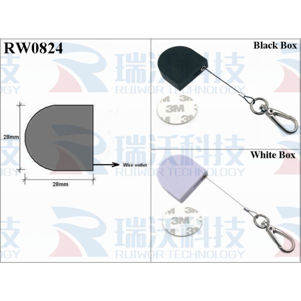 RW0824 D-Shaped Small Retractable Tether Plus Key Hook Wire Rope End As Tethered Mechanism