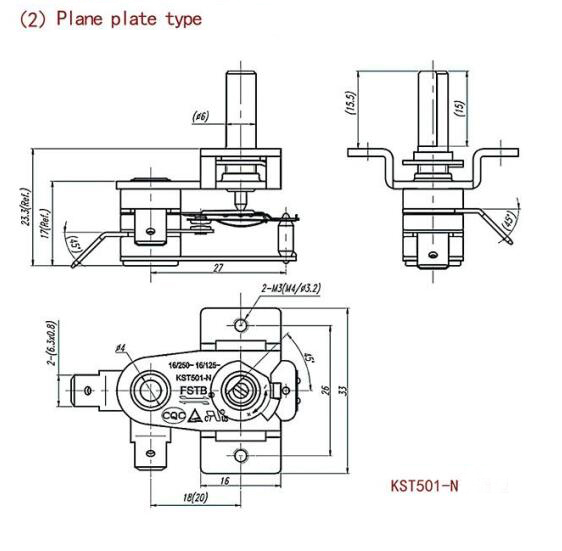 переключатель 10A 15A 125V 250V регулируемый термальный для печи электрического утюга