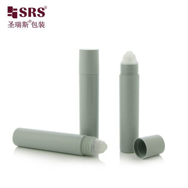 Cylinder 20ml Warm Grey Matte Mould Roll On Bottle With Screw Cap And PP Roller Ball Applicator For Deodorant Scent Stick Packaging