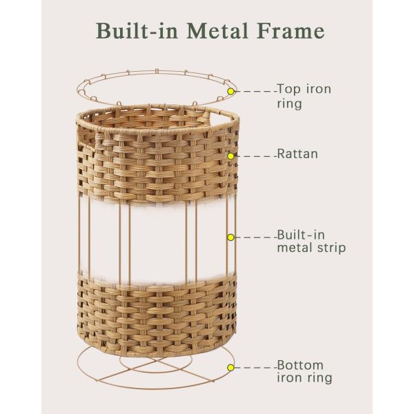 Large Laundry Hamper Laundry Basket Round Handwoven Wicker Laundry Baskets Rattan Laundry Basket With Removable Bag Handles 2 Mesh Bags For Living Room Bedroom Natural