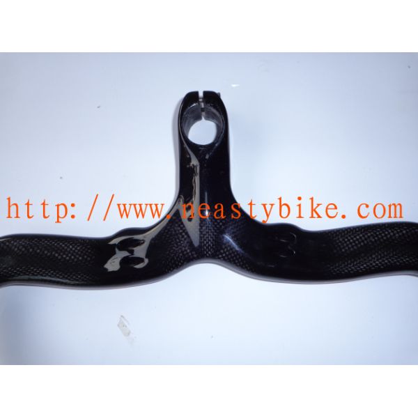 NEASTY High Quality Full Carbon Black+Red Road Bike/Bicycle Handlebar with integrated Stem