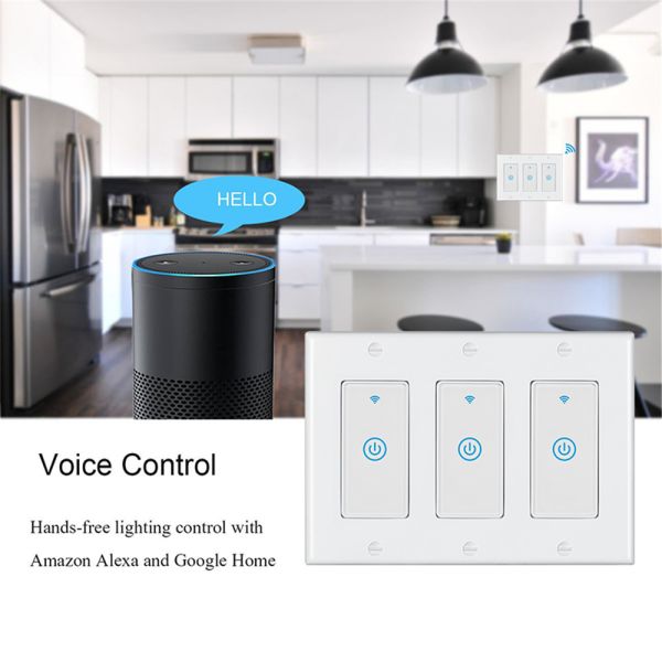 US Standard Push Button Wifi Wall Smart Light Switch 1/2/3 Gang App Remote Voice Control Intelligent Wireless For Google