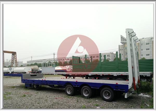 Drop Deck Heavy Duty Flatbed Trailer ,  8 Ton Heavy Load Trailer Dual Hydraulic Ramps
