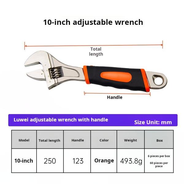 Acier à haute teneur en carbone enduit de chrome 12 pouces Fermeture réglable Haute dureté