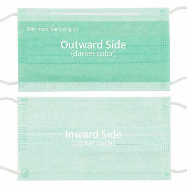 Three Layer Disposable Non Woven Mask 17.5x9.5cm With Adjustable Nose Clip