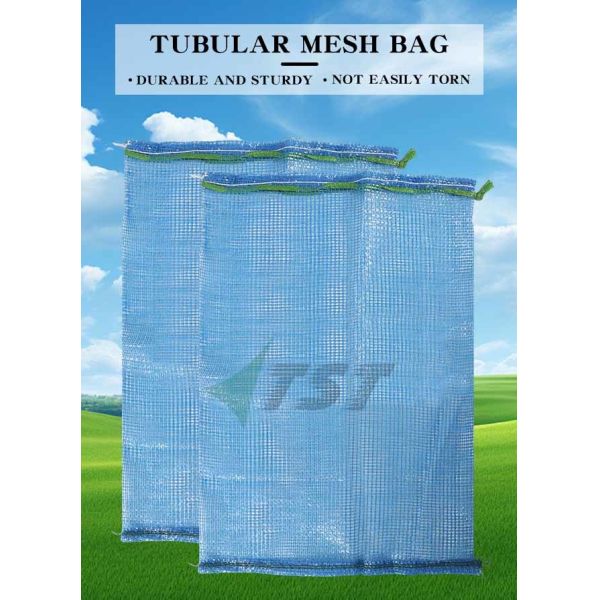 Blue 20 Kgs Circular Knitted Tubular Mesh Bag Potato Onion Sacks