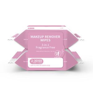 Deux paquets de 30 pièces chacun: lingettes pour maquillage biodégradables, sans
