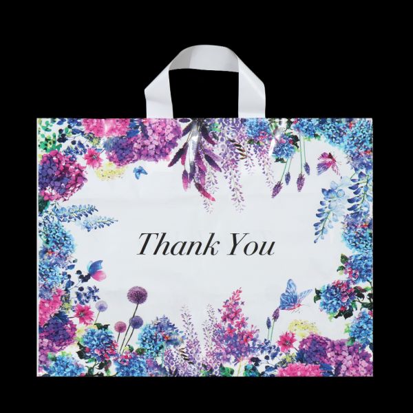 Multiple Patterns Floral Plastic Bags Boutique Gift Bag Clothing Packaging Soft Loop Handle Outdoor Shopping Accessories