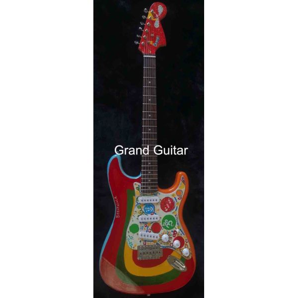 Custom Grand George Harrison Rocky Electric Guitar Accept Guitar and Bass with Colorful Pickups OEM