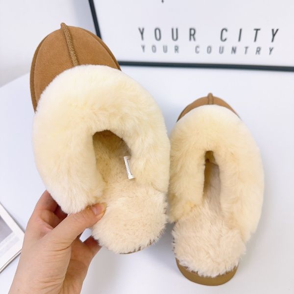 Factory Custom Cowhide Height-Increasing Women'S Outdoor Thick-Soled Slippers for winter wear