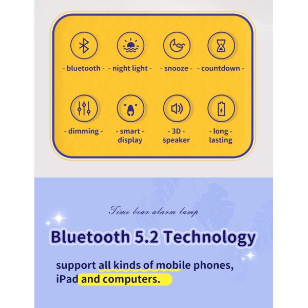 LED Digital Touch Light Bear Shape Multicolor Baby Sleep Night Light para Crianças