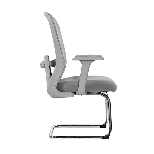 High Quality Metal Legs Gray Mesh Office Ergonomic Chair Without Wheels