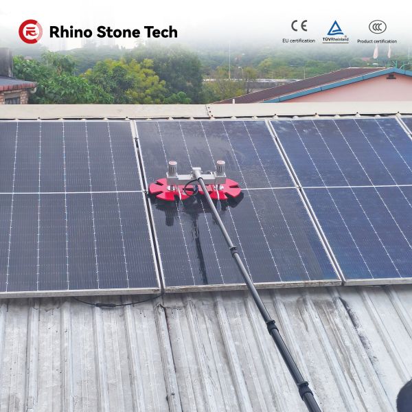 Dual Disc Solar Panels Cleaning Brush Rooftop/Mountain/Farming /BIPV Systems PV Array Units Washing Toolings Kit