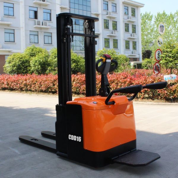 2ton 2t Electric Powered Pallet Stacker with Ce Approved and Full Electric Stand on Type