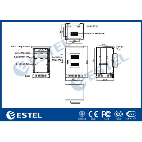 3 кондиционер шкафа IP55 телекоммуникаций замка пункта на открытом воздухе/система охлаждения вентиляторов