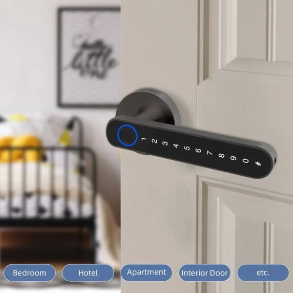 Fingerprint Password Key Smart Tuya App Door Lock Smartphone Bluetooth Access