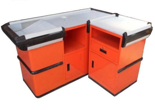 Metallic And Steel Supermarket Checkout Counter / Custom Cash Register Table Counter