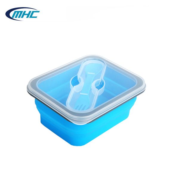 Многоразовой контейнер силикона хранения еды силикона складной подгонянный коробкой для завтрака