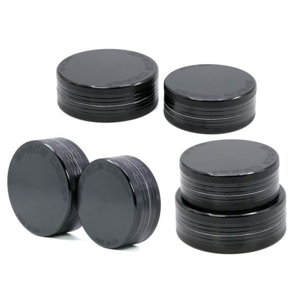 Boutique 2 Layer Herb Grinder Aluminum Mill 55mm 63mm Black Spacecase