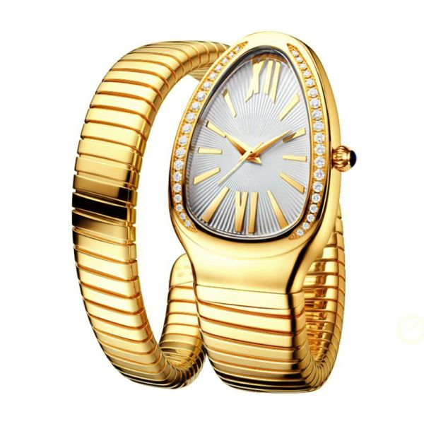 Serpentine Female Chain Wrist Watches , ODM Quartz Movt Genuine Diamond Watch
