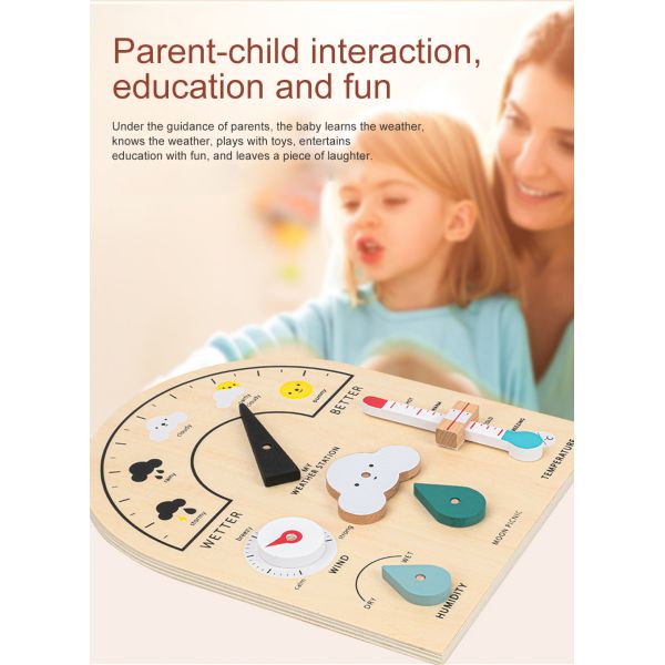 Wooden Weather Station Toy Weather Forecast Holiday Calendar Board