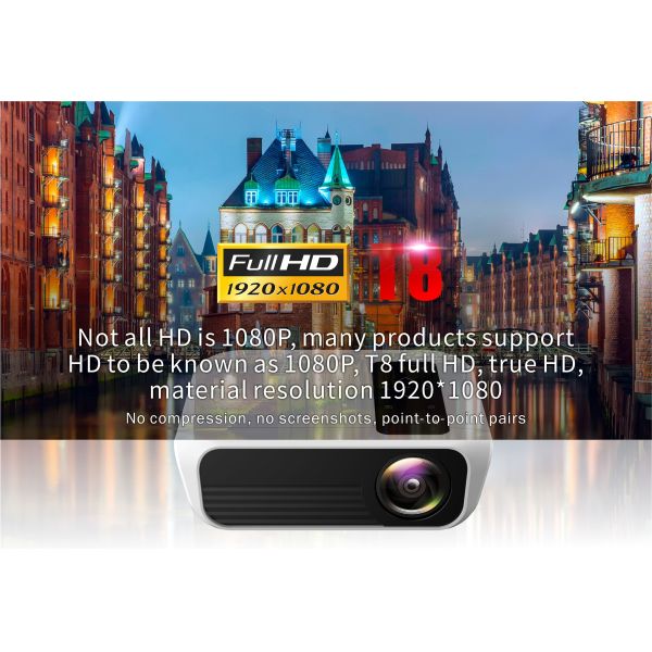 Home HD 1080P Mini Portable Projector T8