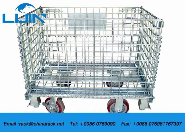 Zinque o fio Mesh Cages With Foot Brakes do revestimento/metal de rolamento rígido dos rodízios