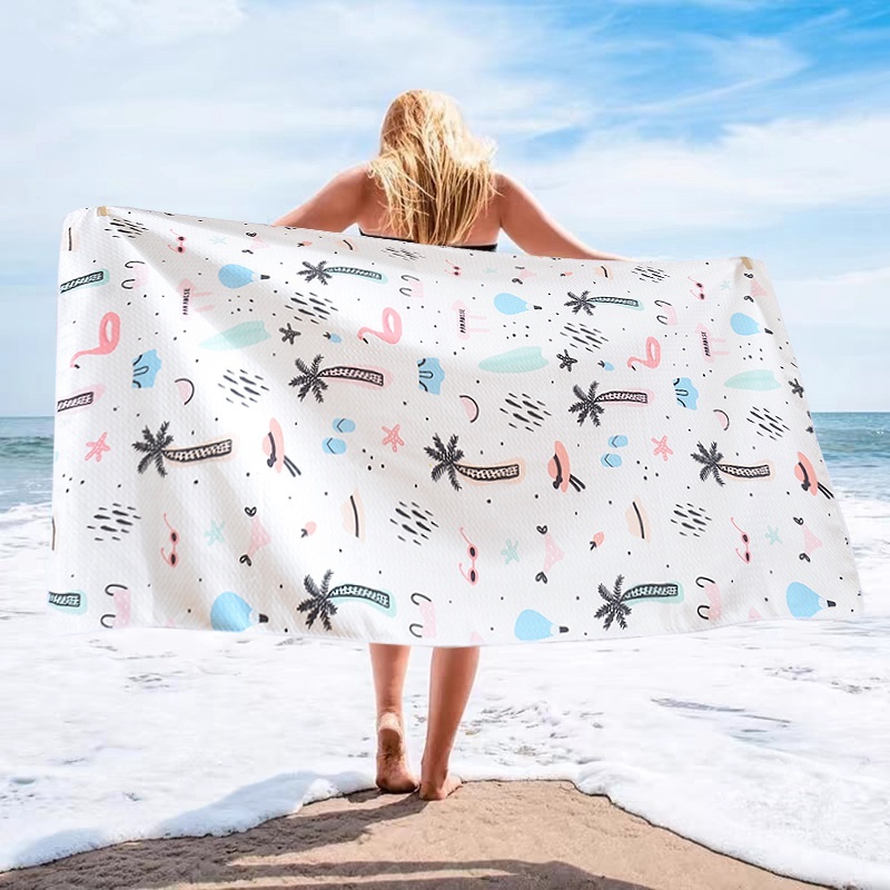 Travel 80x160cm Waffle Microfibre Towel Beach Sand Free