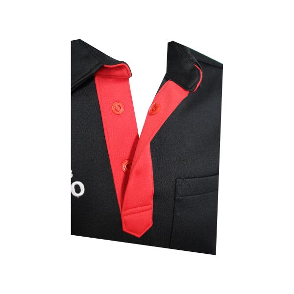 180G 100 Polyester Long Sleeve T-SHIRT & POLO Red Contrast Black With Embroidery