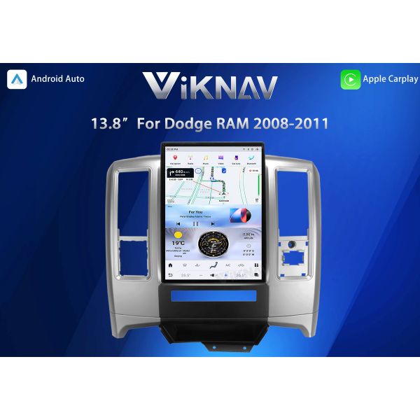 Автомагнитола VIKNAV 13,8 дюйма для Dodge RAM 2008-2011 с беспроводным Carplay