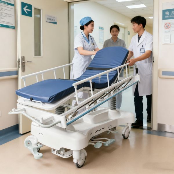 Professional Hydraulic Patient Transport Gurney with Central Brake System