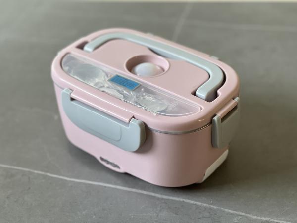 Leakproof Electric Lunch Box With 1.5L Stainless Steel Food Heater Grey Pink