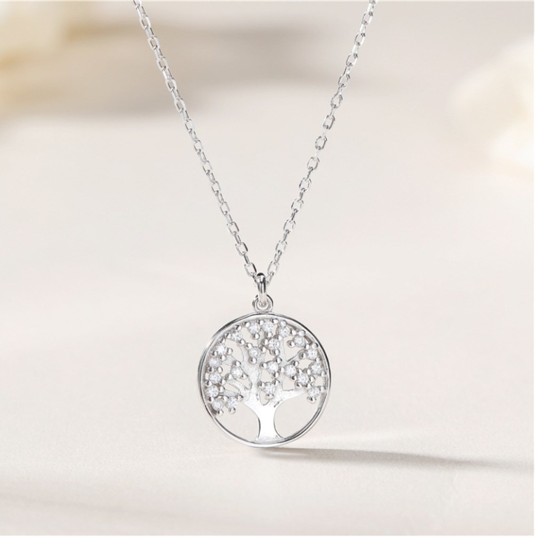 OEM Sterling Silver Tree Of Life Necklace Pendant With AAAA Cubic Zirconia