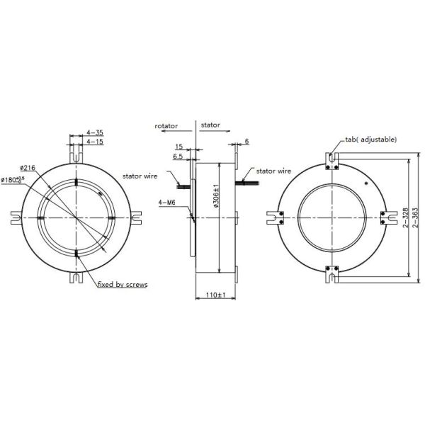 Anillo colectando industrial del esfuerzo de torsión bajo, ruido eléctrico bajo del anillo colectando de la señal