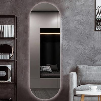 Waterproof LED Full Length Mirror Anti Fog Full Body Wall Mirror 5mm With Touch Sensor