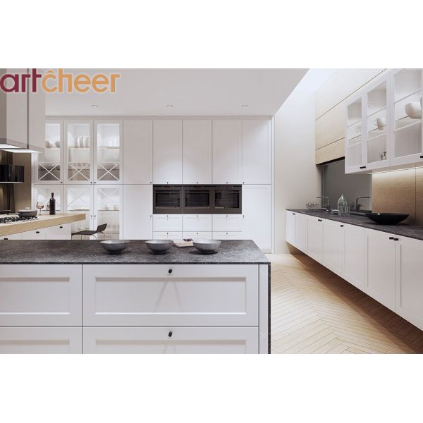 Solid Wood Unfinished RTA Shaker Door Kitchen Cabinets with 3 Years Guarantee Modular Kitchen Units